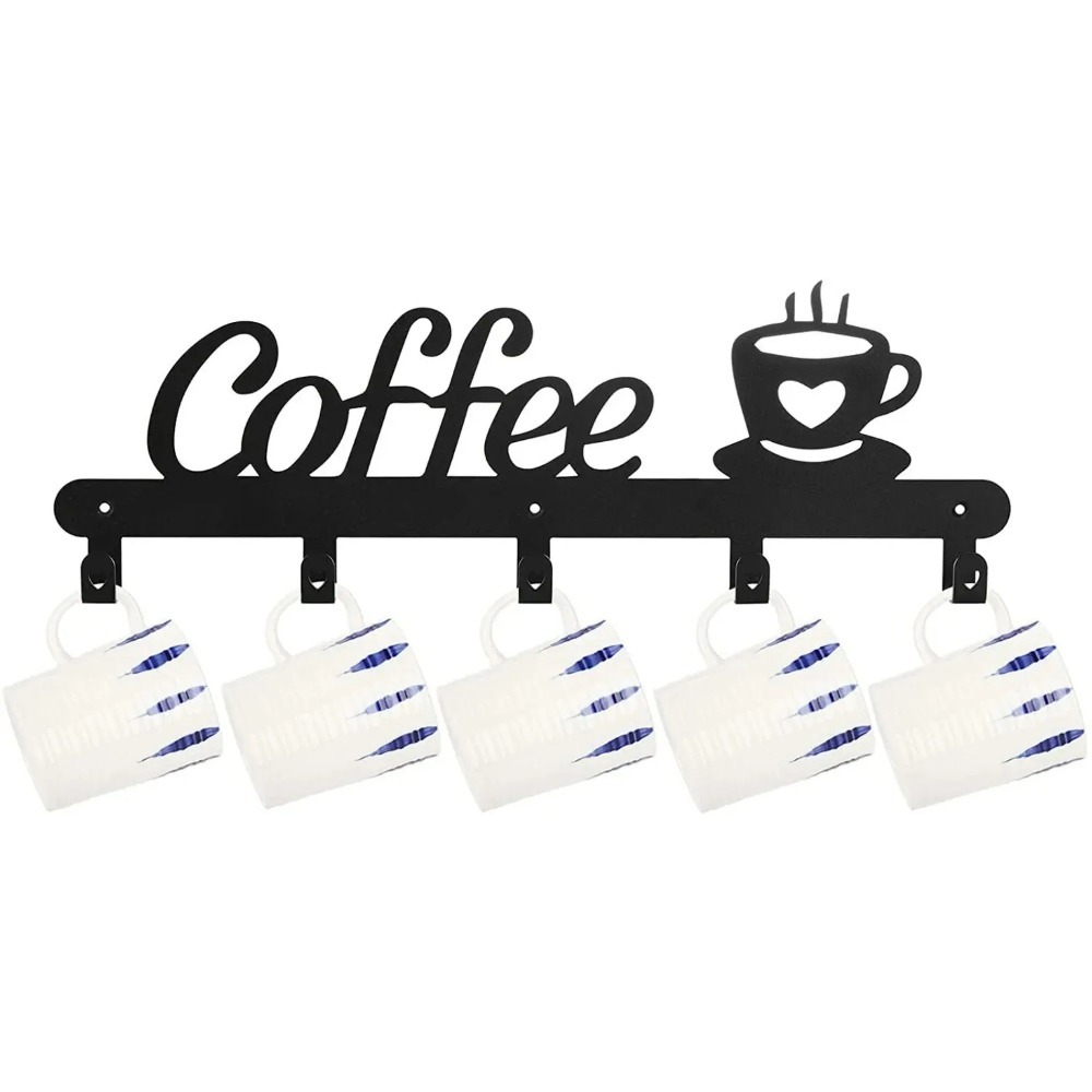 Food Storage For Room - Wandmontierter Metall-Kaffeetassenhalter, Mantel-, Hut- und Schlüsselhaken-Organizer,