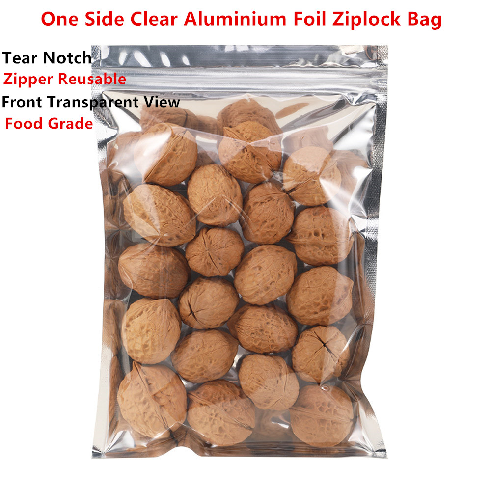 Ziploc Food Storage - 100 Stück Einseitig Transparente Aluminiumfolie Zip-Lock-Beutel