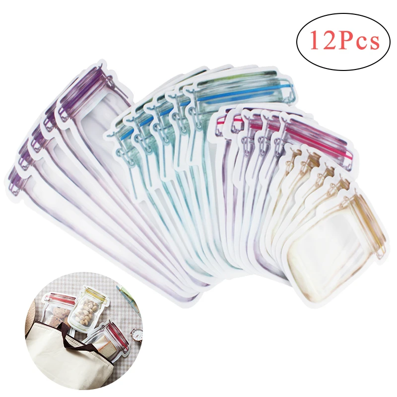 Ziploc Food Storage - Aufbewahrungstasche in Glasform, wiederverwendbare Reißverschlusstasche, Lebensmittelqualität,