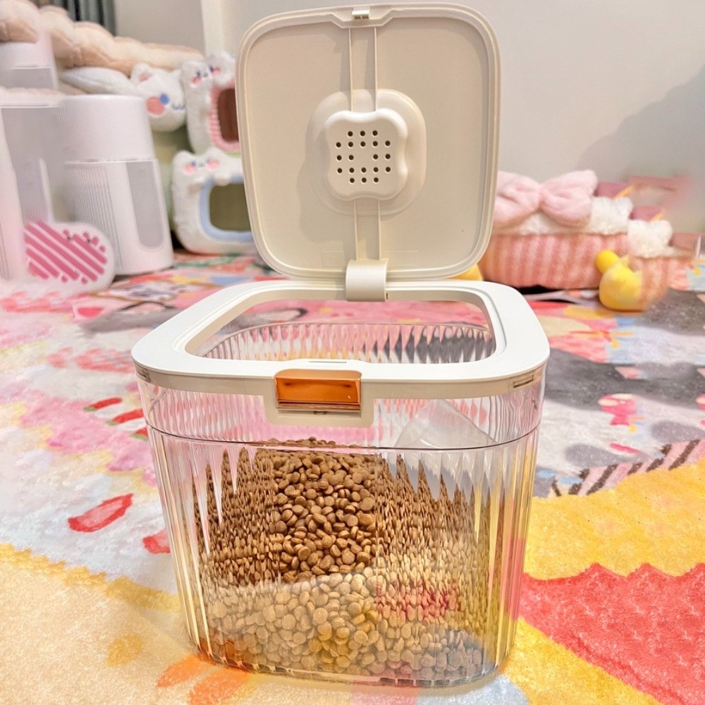 Food Storage Large Plastic Containers - Flip-Cover Hundefutter-Aufbewahrungsbehälter Transparenter Großvolumiger Katzen-Trockenfutter-Behälter Versiegelter