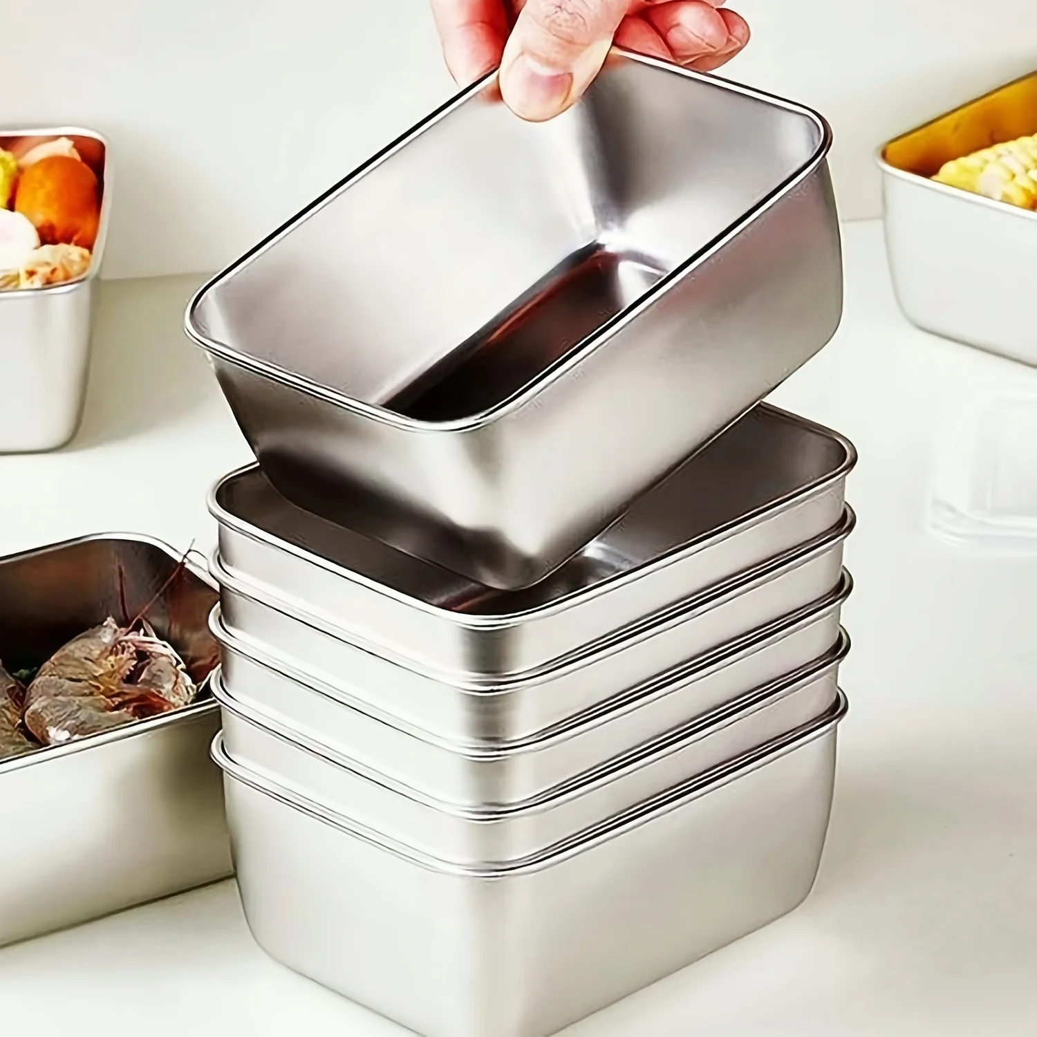 Food Storage Stainless Steel Containers - Edelstahl-Lebensmittelbehälter-Set mit Deckeln - Auslaufsicher, stapelbar