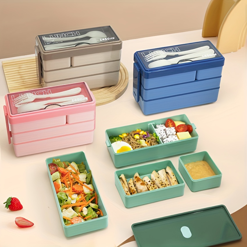 Food Storage Large Plastic Containers - 1450 ml Bento-Lunchbox, große Kapazität, mehrschichtige