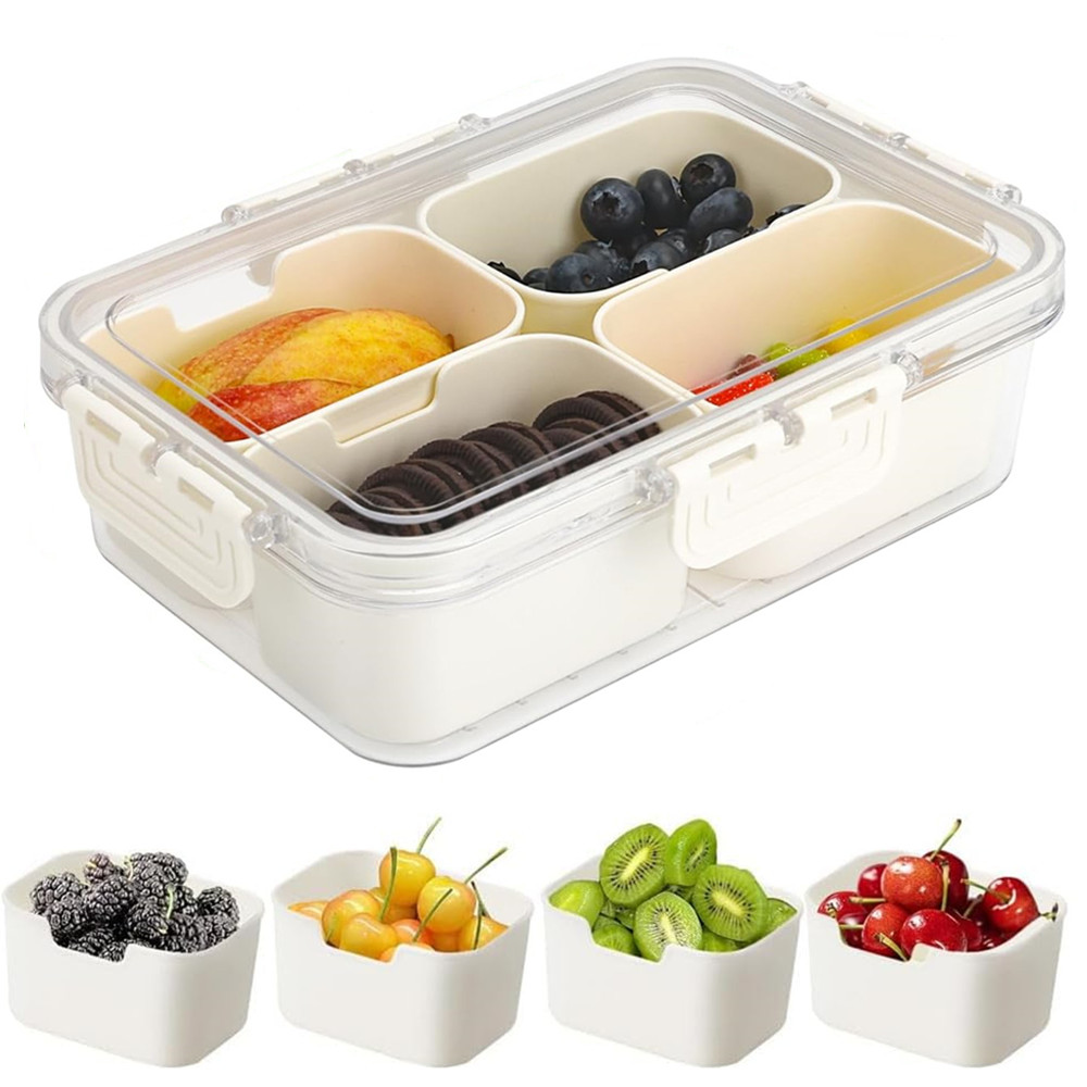 Food Storage On Table - Tragbare Lebensmittel-Aufbewahrungsbox, Snackbox, 4 Fächer mit