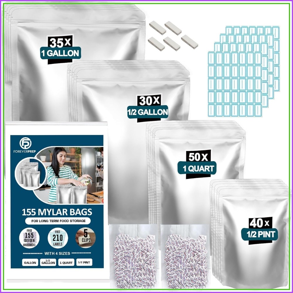 Food Storage For Long Term - 155 Mylar-Beutel mit 155 Sauerstoffabsorbern -