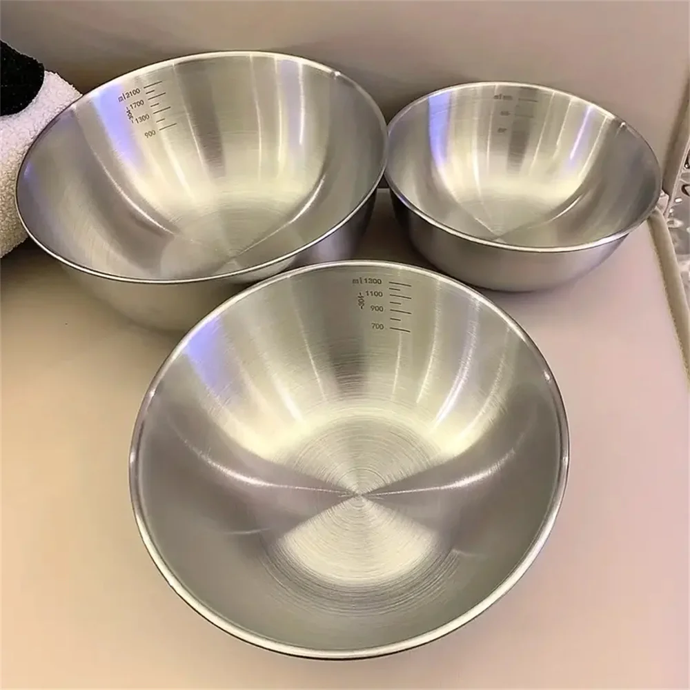 Food Storage In Stainless Steel - 1-3 Edelstahl-Schüssel-Set mit Skala zum Kochen,