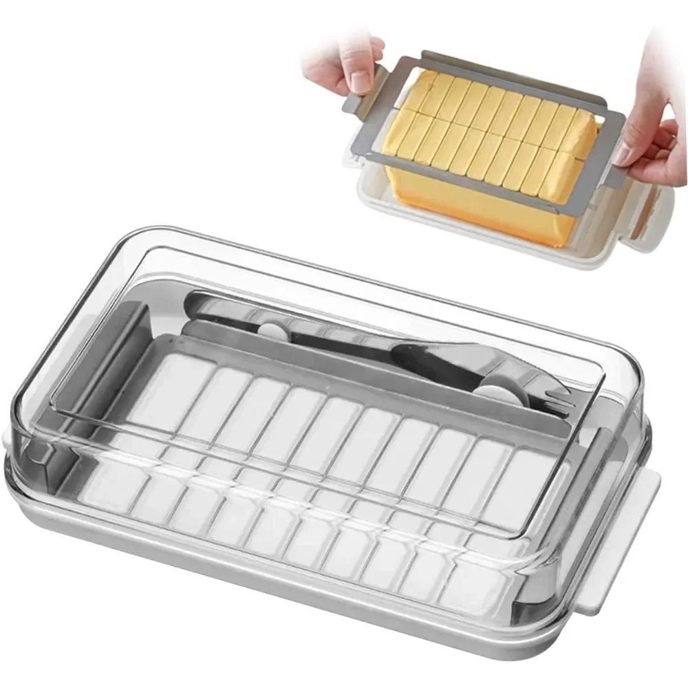 Food Storage Airtight - Butter-Aufbewahrungsbox, 2-in-1-Butterschale mit transparentem Deckel und