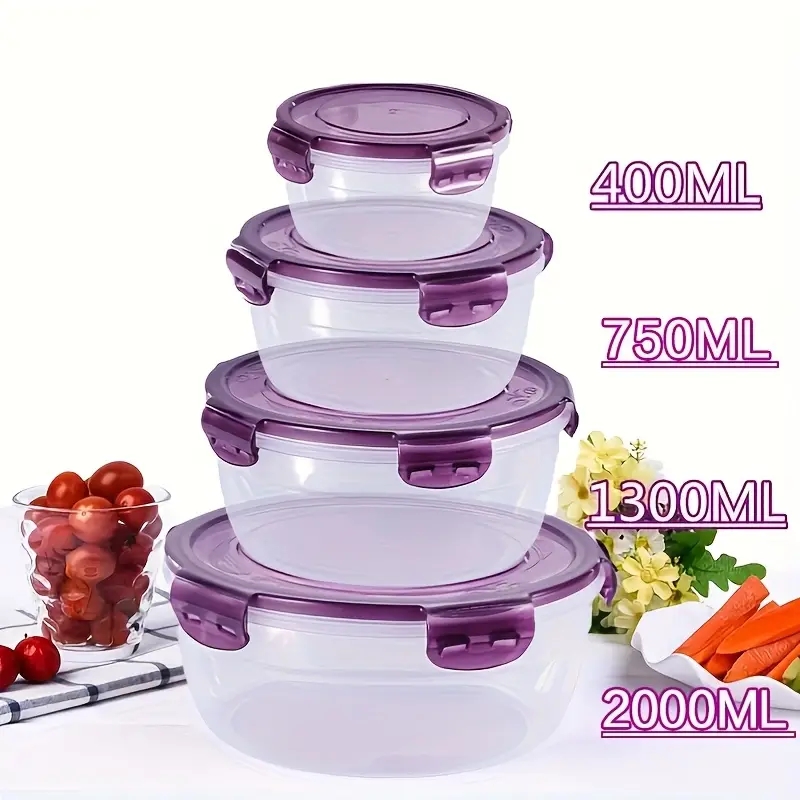 Food Storage Box Set - 4 Plastik-Lebensmittelbehälter, Lunchboxen, Geeignet für Kantinen,