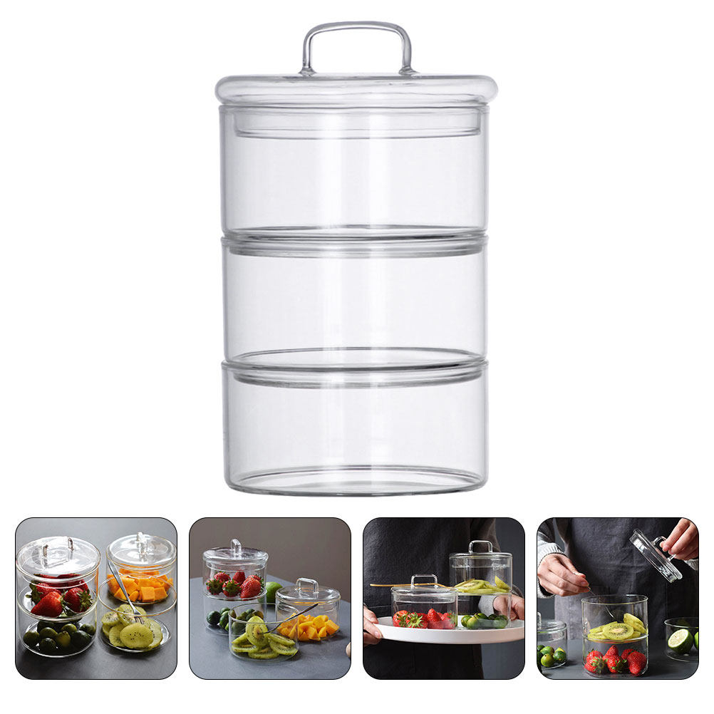 Food Storage Jars & Containers - 1 Set Transparente Glas-Aufbewahrungsschüssel Salat-Servierschale Stapelbare
