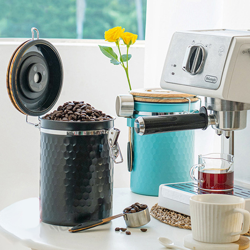 Food Storage Airtight - Küche Edelstahl Kaffeekanister Luftdichter Kaffeebohnen Lebensmittelaufbewahrung