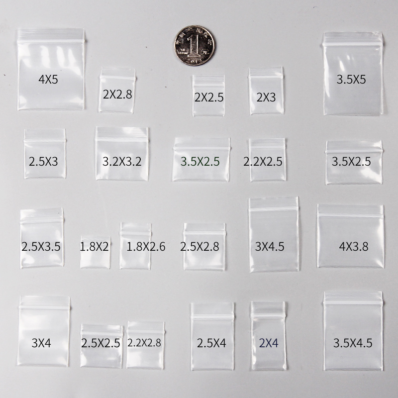 Ziploc Food Storage - 100 Stück Mini-Zip-Lock-Beutel, Plastikverpackungsbeutel, kleine Plastik-Reißverschlussbeutel,