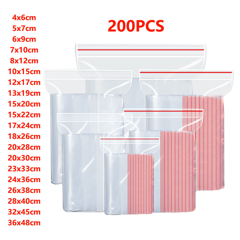 Ziploc Food Storage - 100/200 Stück kleine Plastiktüten mit Reißverschluss,