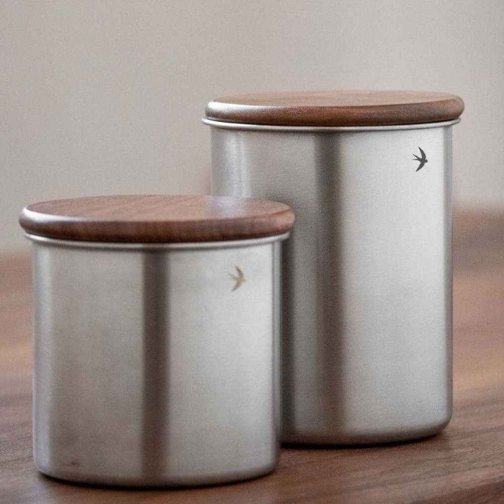 Xl Food Storage Containers With Lids - Neuer Edelstahl-Matcha-Behälter 380ml 560ml mit Holzdeckel,