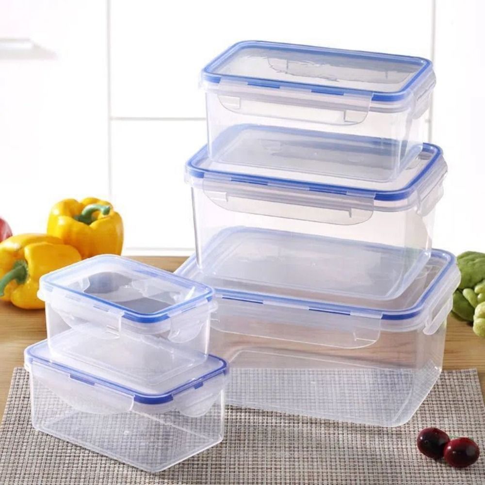 Food Storage Microwave Safe - 1/4 Stück sichere Kunststoff-Kühlschrank-Aufbewahrungsbox, versiegelte, rechteckige,
