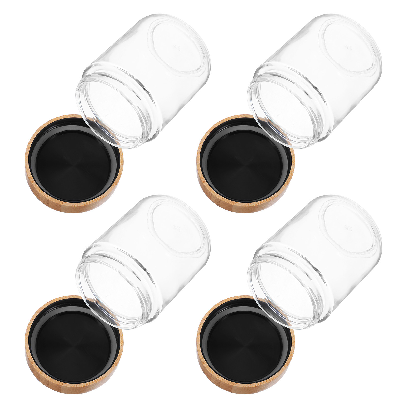 Food Storage Airtight - 4 Stück Glas-Küchen-Aufbewahrungsgläser mit Bambusdeckel, luftdichte