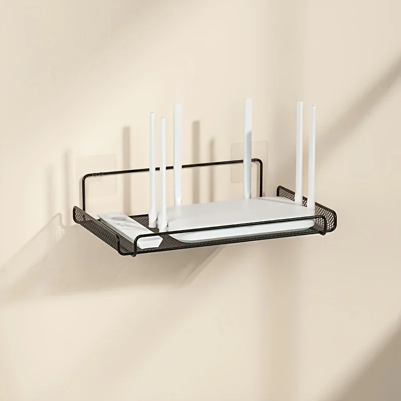 Food Storage For Room - Edelstahl-Router-Regal ohne Bohren, WLAN-Wandhalterung, Router-Aufbewahrungsorganizer, Regal