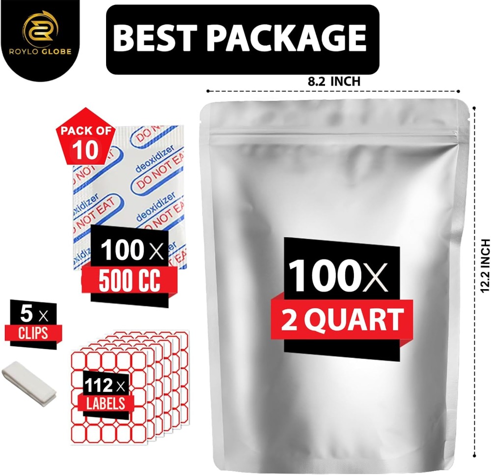 100 Stück 2-Quart-Mylar-Beutel – Food Storage For Long Term Bewertung und Preis