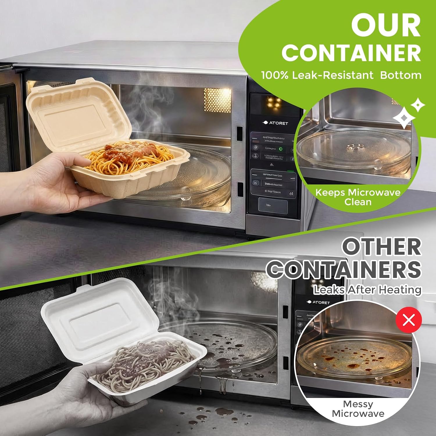 50er-Pack 16oz Clamshell Take- – Food Storage Microwave Safe Bewertung und Preis
