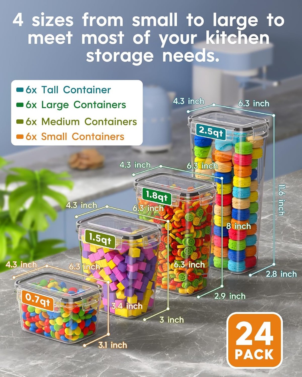 24 Stück Luftdichte Lebensmitt – Food Storage In The Kitchen Bewertung und Preis