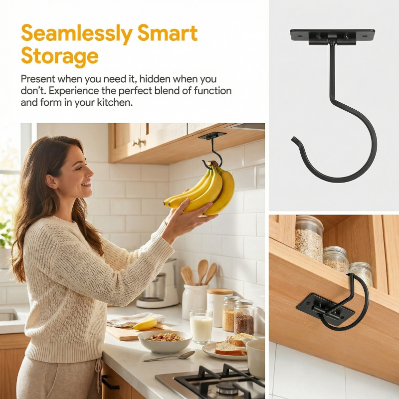 Schwarzer Metall-Selbstklebeha – Food Storage In The Kitchen Bewertung und Preis